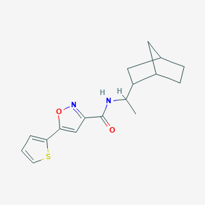 molecular formula C17H20N2O2S B10893926 N-[1-(bicyclo[2.2.1]hept-2-yl)ethyl]-5-(thiophen-2-yl)-1,2-oxazole-3-carboxamide 