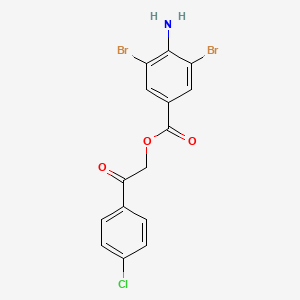 molecular formula C15H10Br2ClNO3 B10893991 2-(4-Chlorophenyl)-2-oxoethyl 4-amino-3,5-dibromobenzoate 