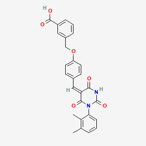 molecular formula C27H22N2O6 B10894107 3-[(4-{(E)-[1-(2,3-dimethylphenyl)-2,4,6-trioxotetrahydropyrimidin-5(2H)-ylidene]methyl}phenoxy)methyl]benzoic acid 