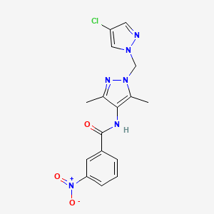 molecular formula C16H15ClN6O3 B10894178 N-{1-[(4-chloro-1H-pyrazol-1-yl)methyl]-3,5-dimethyl-1H-pyrazol-4-yl}-3-nitrobenzamide 