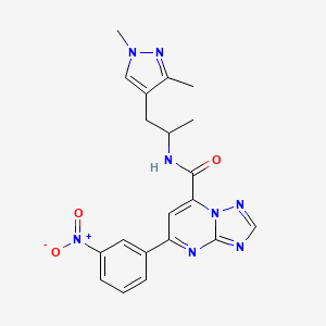 molecular formula C20H20N8O3 B10894537 N-[1-(1,3-dimethyl-1H-pyrazol-4-yl)propan-2-yl]-5-(3-nitrophenyl)[1,2,4]triazolo[1,5-a]pyrimidine-7-carboxamide 