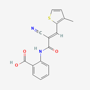 molecular formula C16H12N2O3S B10894575 2-{[(2E)-2-cyano-3-(3-methylthiophen-2-yl)prop-2-enoyl]amino}benzoic acid 