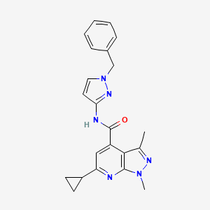 molecular formula C22H22N6O B10894657 N-(1-benzyl-1H-pyrazol-3-yl)-6-cyclopropyl-1,3-dimethyl-1H-pyrazolo[3,4-b]pyridine-4-carboxamide 