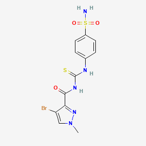 molecular formula C12H12BrN5O3S2 B10894779 4-bromo-1-methyl-N-[(4-sulfamoylphenyl)carbamothioyl]-1H-pyrazole-3-carboxamide 