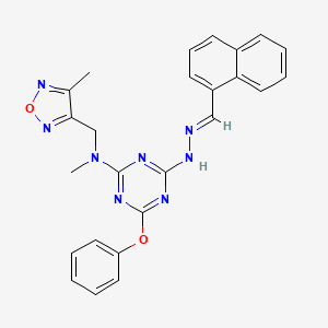 molecular formula C25H22N8O2 B10894843 N-methyl-N-[(4-methyl-1,2,5-oxadiazol-3-yl)methyl]-4-[(2E)-2-(naphthalen-1-ylmethylidene)hydrazinyl]-6-phenoxy-1,3,5-triazin-2-amine 