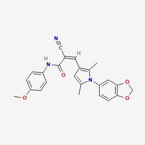 molecular formula C24H21N3O4 B10894846 (Z)-3-(1-Benzo[1,3]dioxol-5-yl-2,5-dimethyl-1H-pyrrol-3-yl)-2-cyano-N-(4-methoxy-phenyl)-acrylamide 