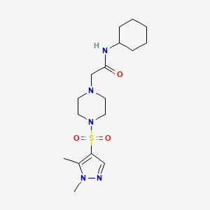 molecular formula C17H29N5O3S B10894975 N-cyclohexyl-2-{4-[(1,5-dimethyl-1H-pyrazol-4-yl)sulfonyl]piperazin-1-yl}acetamide 