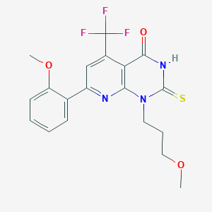 molecular formula C19H18F3N3O3S B10895040 7-(2-methoxyphenyl)-1-(3-methoxypropyl)-2-sulfanyl-5-(trifluoromethyl)pyrido[2,3-d]pyrimidin-4(1H)-one 