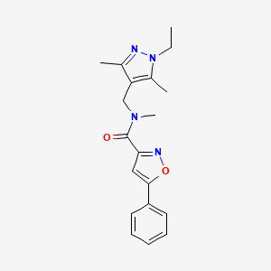molecular formula C19H22N4O2 B10895406 N-[(1-ethyl-3,5-dimethyl-1H-pyrazol-4-yl)methyl]-N-methyl-5-phenyl-1,2-oxazole-3-carboxamide 
