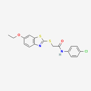 molecular formula C17H15ClN2O2S2 B10895449 N-(4-chlorophenyl)-2-[(6-ethoxy-1,3-benzothiazol-2-yl)sulfanyl]acetamide 