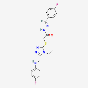 molecular formula C20H20F2N6OS B10895513 2-[(4-ethyl-5-{[(4-fluorophenyl)amino]methyl}-4H-1,2,4-triazol-3-yl)sulfanyl]-N'-[(E)-(4-fluorophenyl)methylidene]acetohydrazide 