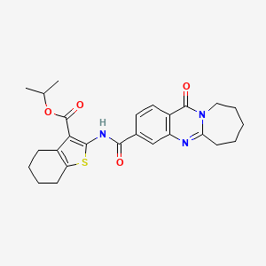 molecular formula C26H29N3O4S B10895525 Propan-2-yl 2-{[(12-oxo-6,7,8,9,10,12-hexahydroazepino[2,1-b]quinazolin-3-yl)carbonyl]amino}-4,5,6,7-tetrahydro-1-benzothiophene-3-carboxylate 