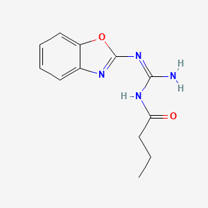 molecular formula C12H14N4O2 B10895550 N-[(E)-amino(1,3-benzoxazol-2-ylamino)methylidene]butanamide 