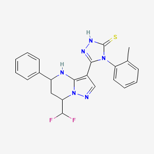 molecular formula C22H20F2N6S B10895767 5-[7-(difluoromethyl)-5-phenyl-4,5,6,7-tetrahydropyrazolo[1,5-a]pyrimidin-3-yl]-4-(2-methylphenyl)-4H-1,2,4-triazole-3-thiol 