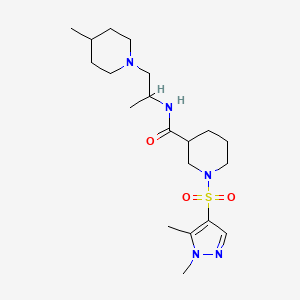 molecular formula C20H35N5O3S B10895910 1-[(1,5-dimethyl-1H-pyrazol-4-yl)sulfonyl]-N-[1-(4-methylpiperidin-1-yl)propan-2-yl]piperidine-3-carboxamide 