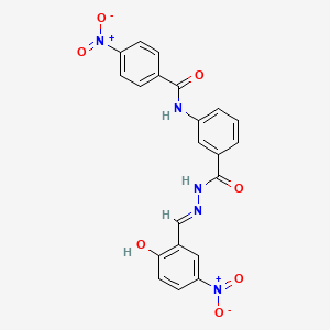 molecular formula C21H15N5O7 B10895921 N-(3-{[(2E)-2-(2-hydroxy-5-nitrobenzylidene)hydrazinyl]carbonyl}phenyl)-4-nitrobenzamide 