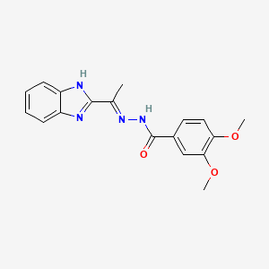 molecular formula C18H18N4O3 B10896005 N'-[(1E)-1-(1H-benzimidazol-2-yl)ethylidene]-3,4-dimethoxybenzohydrazide 