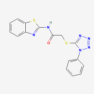 molecular formula C16H12N6OS2 B10896051 N-(1,3-benzothiazol-2-yl)-2-[(1-phenyl-1H-tetrazol-5-yl)sulfanyl]acetamide 