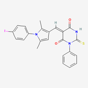 molecular formula C23H18IN3O2S B10896071 (5Z)-5-{[1-(4-iodophenyl)-2,5-dimethyl-1H-pyrrol-3-yl]methylidene}-1-phenyl-2-thioxodihydropyrimidine-4,6(1H,5H)-dione 