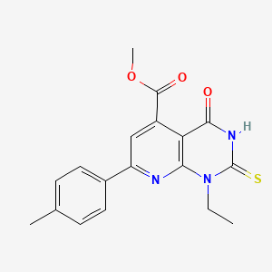 molecular formula C18H17N3O3S B10896142 Methyl 1-ethyl-7-(4-methylphenyl)-4-oxo-2-sulfanyl-1,4-dihydropyrido[2,3-d]pyrimidine-5-carboxylate 
