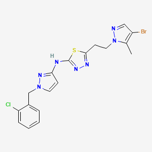 molecular formula C18H17BrClN7S B10896176 5-[2-(4-bromo-5-methyl-1H-pyrazol-1-yl)ethyl]-N-[1-(2-chlorobenzyl)-1H-pyrazol-3-yl]-1,3,4-thiadiazol-2-amine 