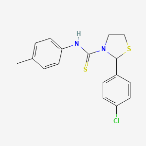 molecular formula C17H17ClN2S2 B10896318 2-(4-chlorophenyl)-N-(4-methylphenyl)-1,3-thiazolidine-3-carbothioamide 