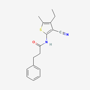 molecular formula C17H18N2OS B10896375 N-(3-cyano-4-ethyl-5-methylthiophen-2-yl)-3-phenylpropanamide 