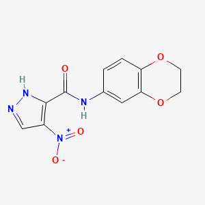 molecular formula C12H10N4O5 B10896435 N-(2,3-dihydro-1,4-benzodioxin-6-yl)-4-nitro-1H-pyrazole-3-carboxamide 