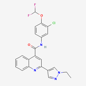 molecular formula C22H17ClF2N4O2 B10896538 N-[3-chloro-4-(difluoromethoxy)phenyl]-2-(1-ethyl-1H-pyrazol-4-yl)quinoline-4-carboxamide 