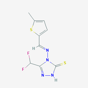 molecular formula C9H8F2N4S2 B10896786 5-(difluoromethyl)-4-{[(E)-(5-methylthiophen-2-yl)methylidene]amino}-4H-1,2,4-triazole-3-thiol 