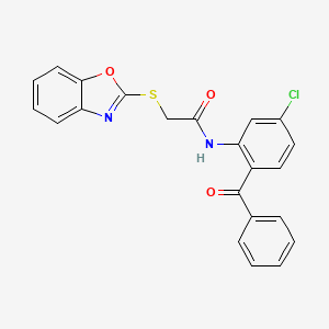 molecular formula C22H15ClN2O3S B10896816 2-(1,3-benzoxazol-2-ylsulfanyl)-N-[5-chloro-2-(phenylcarbonyl)phenyl]acetamide 