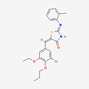 molecular formula C22H23BrN2O3S B10896827 (2Z,5E)-5-(3-bromo-5-ethoxy-4-propoxybenzylidene)-2-[(2-methylphenyl)imino]-1,3-thiazolidin-4-one 