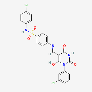 molecular formula C23H16Cl2N4O5S B10897052 N-(4-chlorophenyl)-4-({(Z)-[1-(3-chlorophenyl)-2,4,6-trioxotetrahydropyrimidin-5(2H)-ylidene]methyl}amino)benzenesulfonamide 