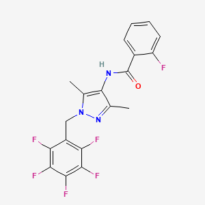 molecular formula C19H13F6N3O B10897168 N-[3,5-dimethyl-1-(pentafluorobenzyl)-1H-pyrazol-4-yl]-2-fluorobenzamide 