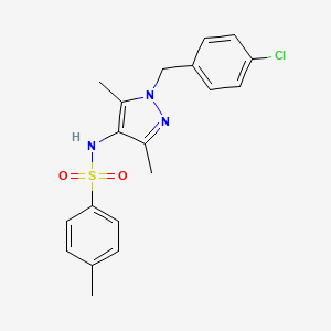 molecular formula C19H20ClN3O2S B10897177 N-[1-(4-chlorobenzyl)-3,5-dimethyl-1H-pyrazol-4-yl]-4-methylbenzenesulfonamide 