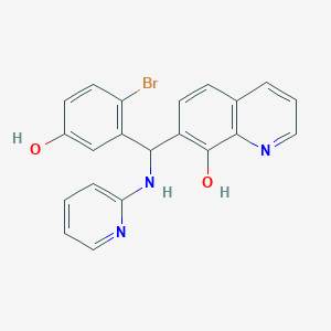 molecular formula C21H16BrN3O2 B10897242 7-[(2-Bromo-5-hydroxyphenyl)(pyridin-2-ylamino)methyl]quinolin-8-ol 