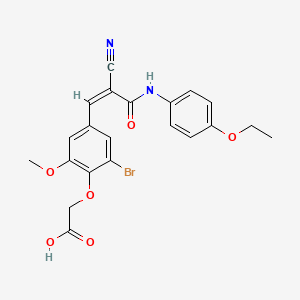 molecular formula C21H19BrN2O6 B10897309 (2-bromo-4-{(1Z)-2-cyano-3-[(4-ethoxyphenyl)amino]-3-oxoprop-1-en-1-yl}-6-methoxyphenoxy)acetic acid 