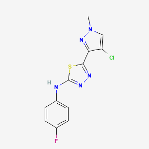 molecular formula C12H9ClFN5S B10897324 5-(4-chloro-1-methyl-1H-pyrazol-3-yl)-N-(4-fluorophenyl)-1,3,4-thiadiazol-2-amine 