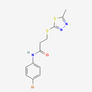 molecular formula C12H12BrN3OS2 B10897329 N-(4-bromophenyl)-3-[(5-methyl-1,3,4-thiadiazol-2-yl)sulfanyl]propanamide 