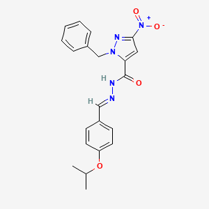 molecular formula C21H21N5O4 B10897332 1-benzyl-3-nitro-N'-{(E)-[4-(propan-2-yloxy)phenyl]methylidene}-1H-pyrazole-5-carbohydrazide 