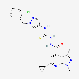 molecular formula C23H23ClN8OS B10897558 N-[1-(2-chlorobenzyl)-1H-pyrazol-4-yl]-2-[(6-cyclopropyl-1,3-dimethyl-1H-pyrazolo[3,4-b]pyridin-4-yl)carbonyl]hydrazinecarbothioamide 