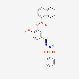 molecular formula C26H22N2O5S B10897574 2-methoxy-5-[(E)-{2-[(4-methylphenyl)sulfonyl]hydrazinylidene}methyl]phenyl naphthalene-1-carboxylate 
