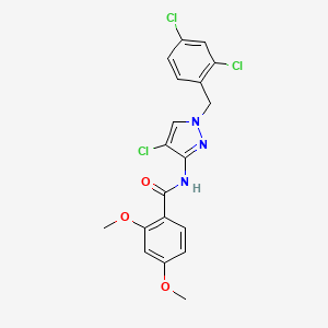 molecular formula C19H16Cl3N3O3 B10897614 N-[4-chloro-1-(2,4-dichlorobenzyl)-1H-pyrazol-3-yl]-2,4-dimethoxybenzamide 
