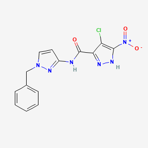 molecular formula C14H11ClN6O3 B10897656 N-(1-benzylpyrazol-3-yl)-4-chloro-3-nitro-1H-pyrazole-5-carboxamide 