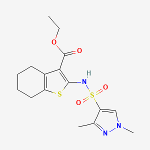 molecular formula C16H21N3O4S2 B10897985 ethyl 2-{[(1,3-dimethyl-1H-pyrazol-4-yl)sulfonyl]amino}-4,5,6,7-tetrahydro-1-benzothiophene-3-carboxylate 