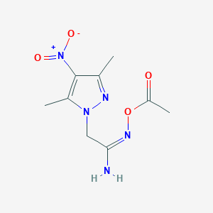 molecular formula C9H13N5O4 B10898454 O~1~-Acetyl-2-(3,5-dimethyl-4-nitro-1H-pyrazol-1-YL)ethanehydroximamide 