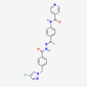 molecular formula C25H21ClN6O2 B10898805 N-(4-{(1E)-1-[2-({4-[(4-chloro-1H-pyrazol-1-yl)methyl]phenyl}carbonyl)hydrazinylidene]ethyl}phenyl)pyridine-4-carboxamide 