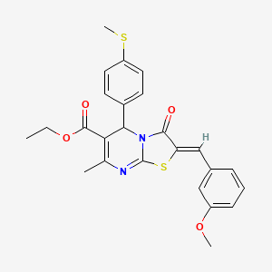 molecular formula C25H24N2O4S2 B10898867 ethyl (2Z)-2-(3-methoxybenzylidene)-7-methyl-5-[4-(methylsulfanyl)phenyl]-3-oxo-2,3-dihydro-5H-[1,3]thiazolo[3,2-a]pyrimidine-6-carboxylate 