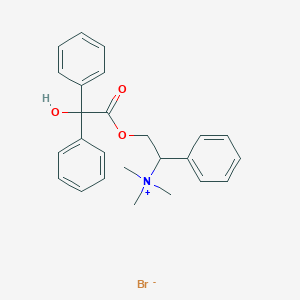 molecular formula C25H28BrNO3 B010899 (alpha-(Hydroxymethyl)benzyl)trimethylammonium bromide benzilate CAS No. 101674-29-7