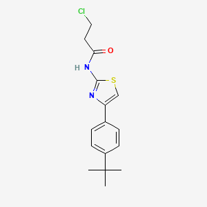 molecular formula C16H19ClN2OS B10899132 N-[4-(4-tert-butylphenyl)-1,3-thiazol-2-yl]-3-chloropropanamide 